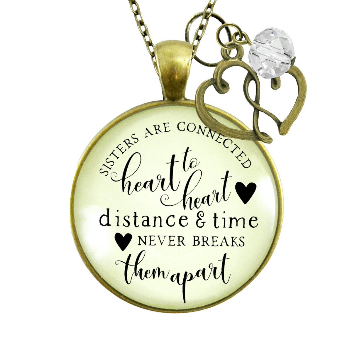 Gutsy Goodness Sisters are Connected Necklace Long Distance Friendship Jewelry Open Heart Charm - Gutsy Goodness Handmade Jewelry;Sisters Are Connected Necklace Long Distance Friendship Jewelry Open Heart Charm - Gutsy Goodness Handmade Jewelry Gifts