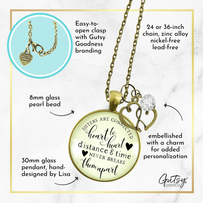 Gutsy Goodness Sisters are Connected Necklace Long Distance Friendship Jewelry Open Heart Charm - Gutsy Goodness Handmade Jewelry;Sisters Are Connected Necklace Long Distance Friendship Jewelry Open Heart Charm - Gutsy Goodness Handmade Jewelry Gifts