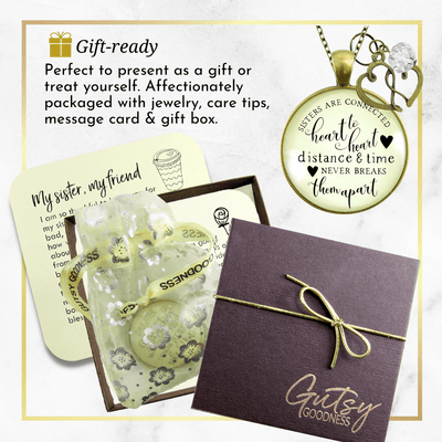 Gutsy Goodness Sisters are Connected Necklace Long Distance Friendship Jewelry Open Heart Charm - Gutsy Goodness Handmade Jewelry;Sisters Are Connected Necklace Long Distance Friendship Jewelry Open Heart Charm - Gutsy Goodness Handmade Jewelry Gifts