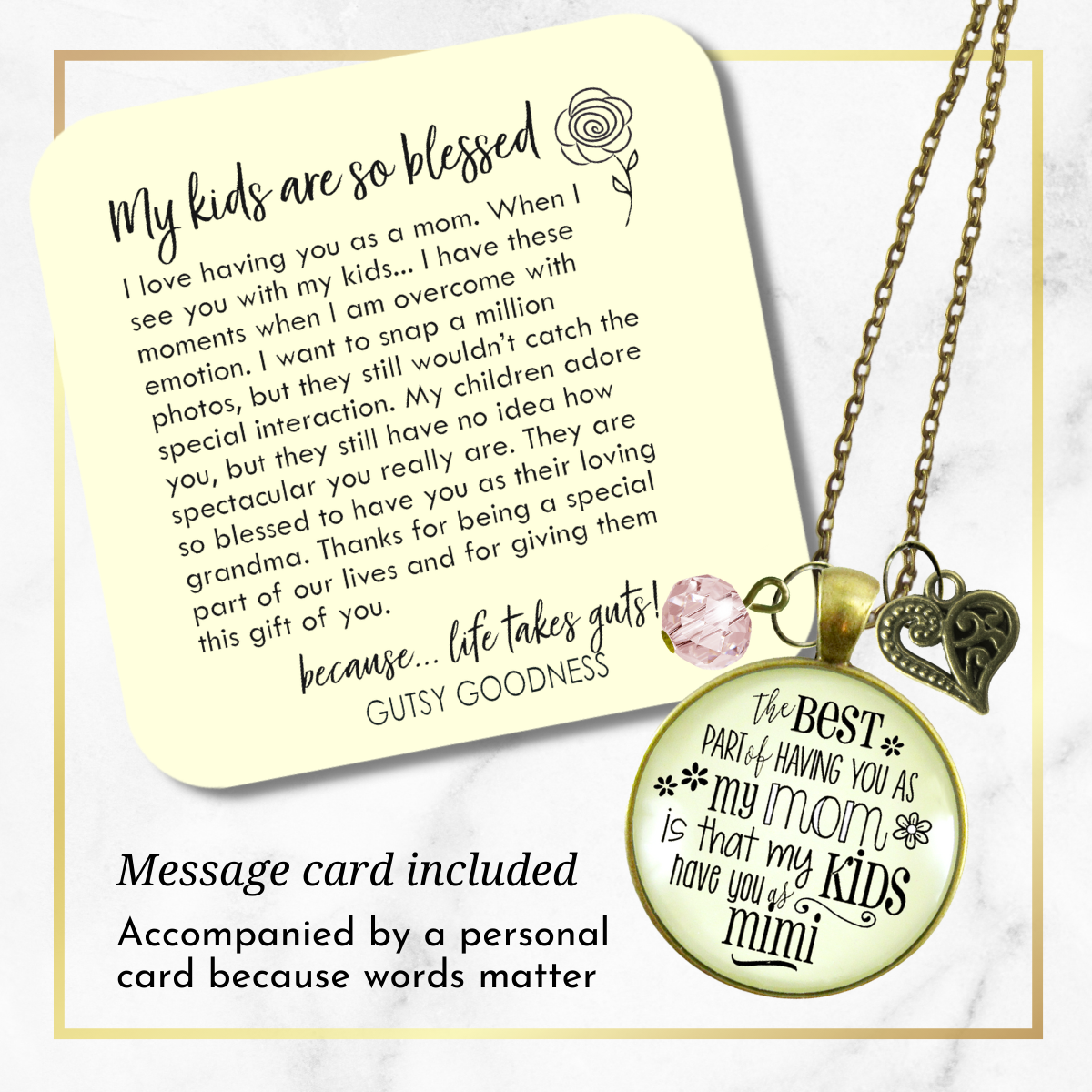 Mimi Necklace Best Part You as Mom Kids Grandma Jewelry Gift Daughter  Necklace - Gutsy Goodness Handmade Jewelry