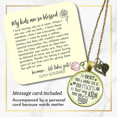 Mimi Necklace Best Part You as Mom Kids Grandma Jewelry Gift Daughter  Necklace - Gutsy Goodness Handmade Jewelry