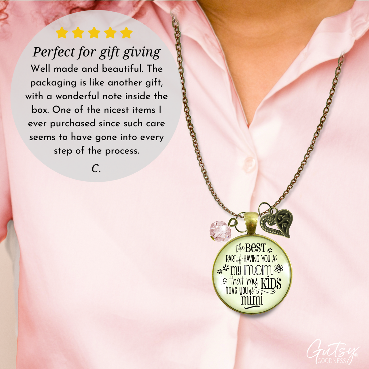 Mimi Necklace Best Part You as Mom Kids Grandma Jewelry Gift Daughter  Necklace - Gutsy Goodness Handmade Jewelry
