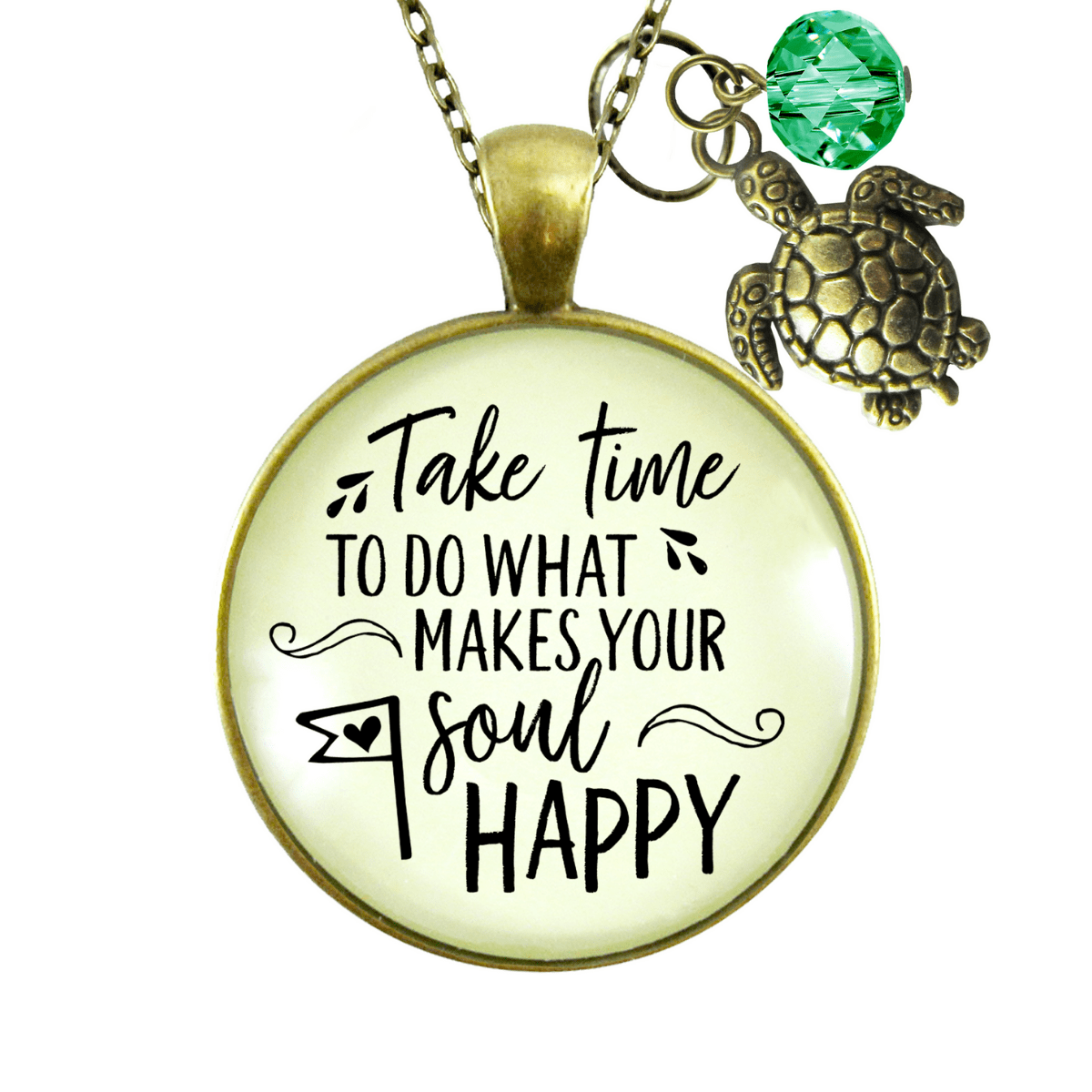 Gutsy Goodness Turtle Necklace Take Time to Make Soul Happy Life Theme Jewelry - Gutsy Goodness Handmade Jewelry;Turtle Necklace Take Time To Make Soul Happy Life Theme Jewelry - Gutsy Goodness Handmade Jewelry Gifts