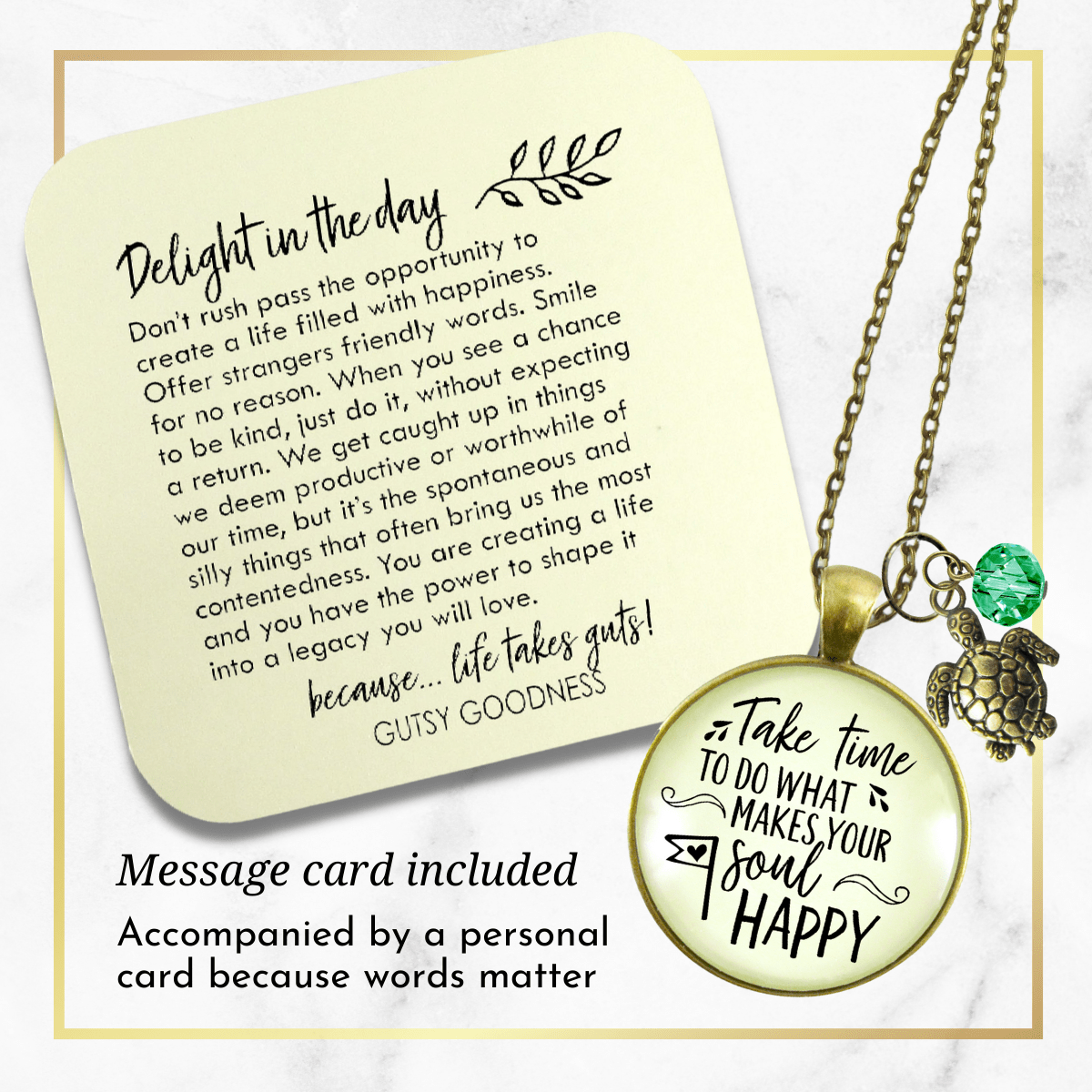 Gutsy Goodness Turtle Necklace Take Time to Make Soul Happy Life Theme Jewelry - Gutsy Goodness Handmade Jewelry;Turtle Necklace Take Time To Make Soul Happy Life Theme Jewelry - Gutsy Goodness Handmade Jewelry Gifts