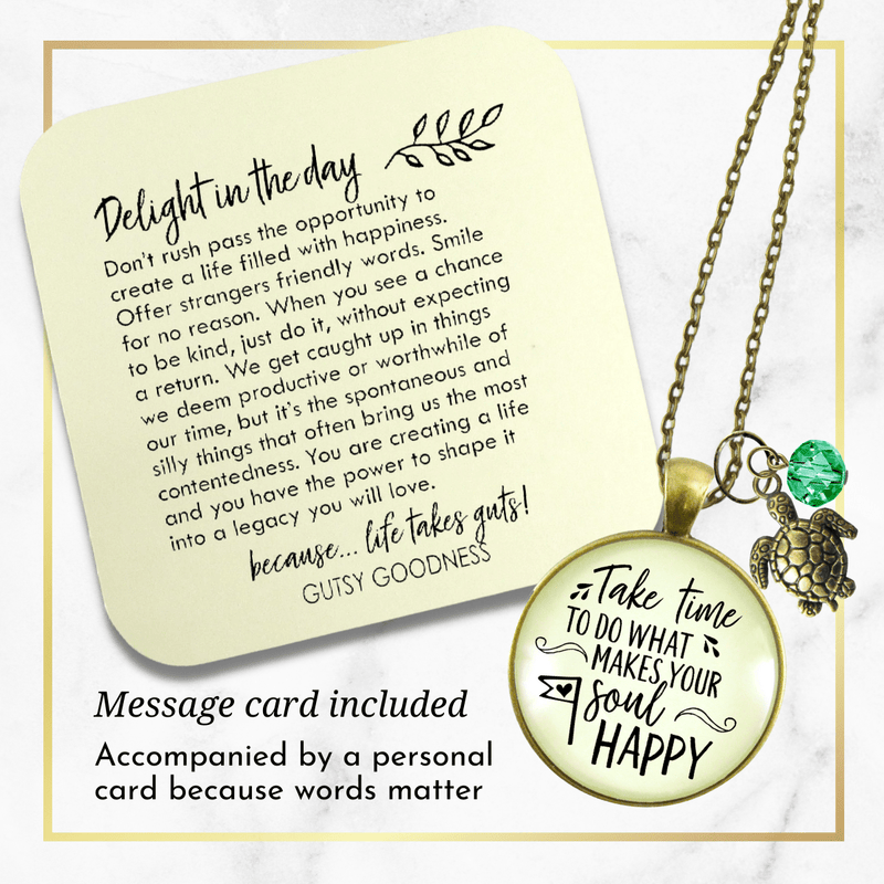 Gutsy Goodness Turtle Necklace Take Time to Make Soul Happy Life Theme Jewelry - Gutsy Goodness Handmade Jewelry;Turtle Necklace Take Time To Make Soul Happy Life Theme Jewelry - Gutsy Goodness Handmade Jewelry Gifts