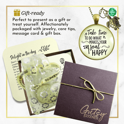 Gutsy Goodness Turtle Necklace Take Time to Make Soul Happy Life Theme Jewelry - Gutsy Goodness Handmade Jewelry;Turtle Necklace Take Time To Make Soul Happy Life Theme Jewelry - Gutsy Goodness Handmade Jewelry Gifts