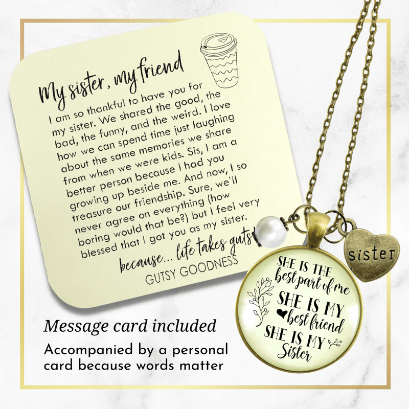 Gutsy Goodness Love My Sister Necklace She is Best Part Friendship Jewelry Gift - Gutsy Goodness Handmade Jewelry;Love My Sister Necklace She Is Best Part Friendship Jewelry Gift - Gutsy Goodness Handmade Jewelry Gifts