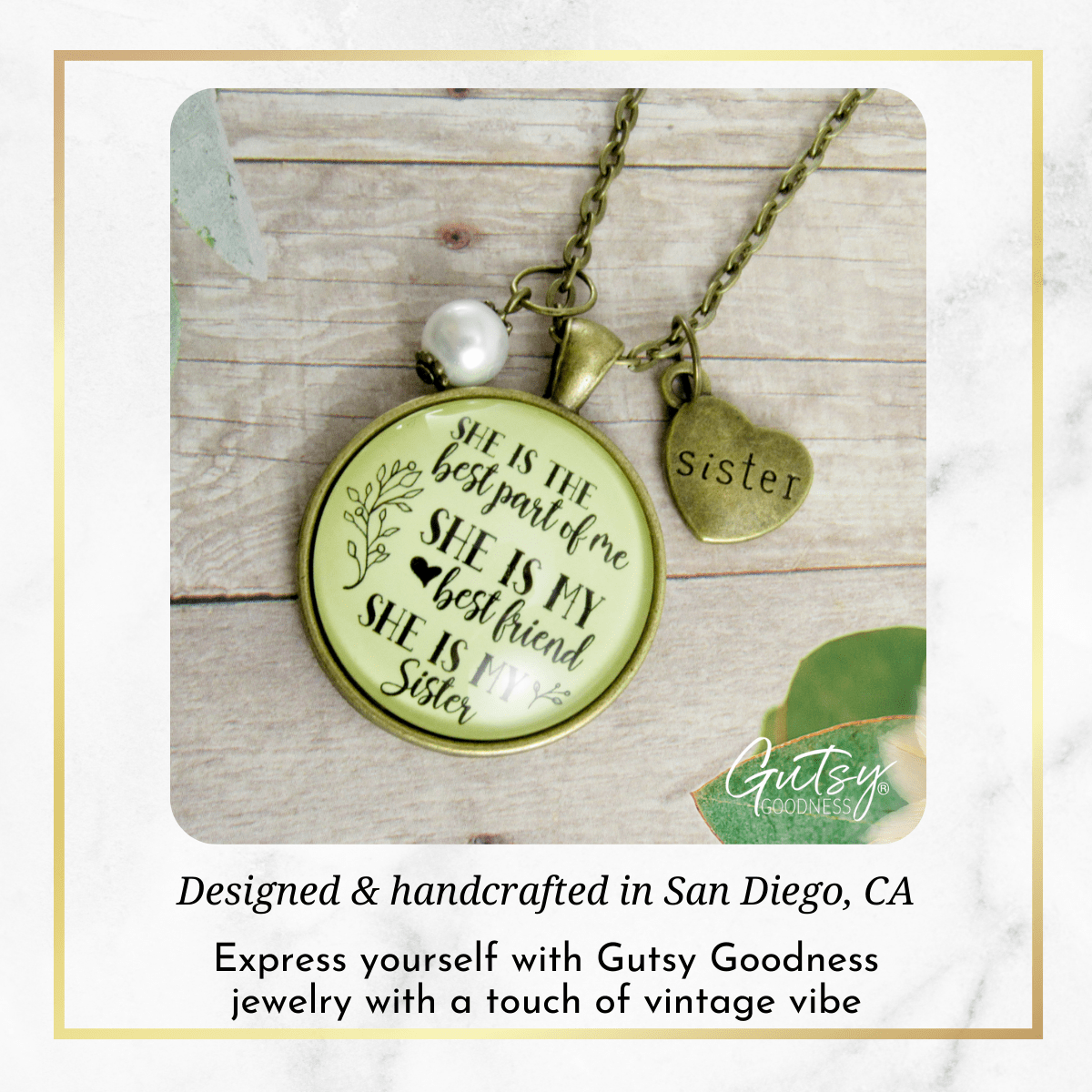 Gutsy Goodness Love My Sister Necklace She is Best Part Friendship Jewelry Gift - Gutsy Goodness Handmade Jewelry;Love My Sister Necklace She Is Best Part Friendship Jewelry Gift - Gutsy Goodness Handmade Jewelry Gifts