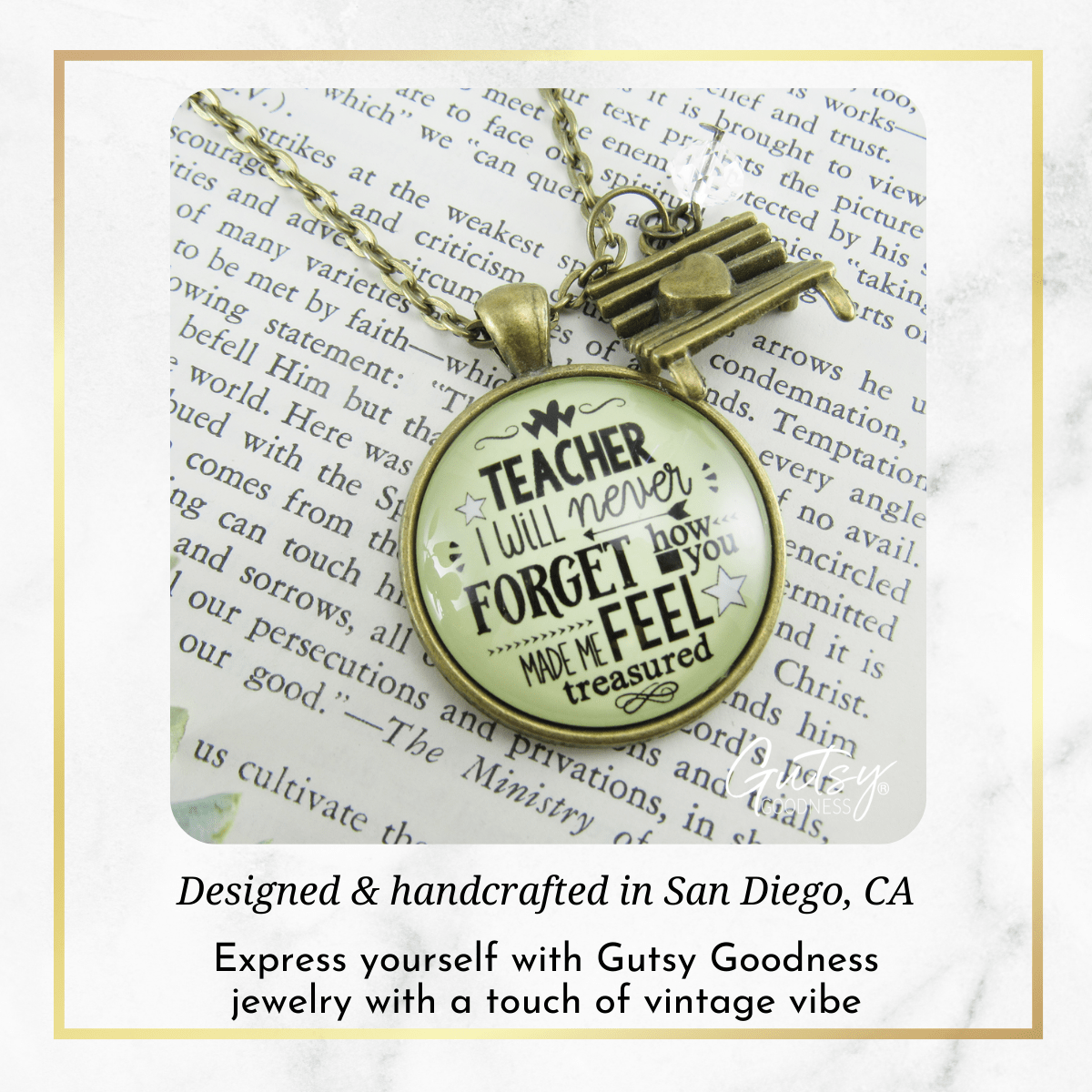 Gutsy Goodness Teacher Necklace I Will Never Forget Jewelry Appreciation Gift - Gutsy Goodness Handmade Jewelry;Teacher Necklace I Will Never Forget Jewelry Appreciation Gift - Gutsy Goodness Handmade Jewelry Gifts