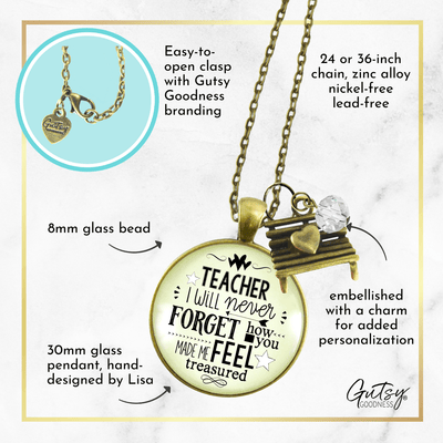 Gutsy Goodness Teacher Necklace I Will Never Forget Jewelry Appreciation Gift - Gutsy Goodness Handmade Jewelry;Teacher Necklace I Will Never Forget Jewelry Appreciation Gift - Gutsy Goodness Handmade Jewelry Gifts