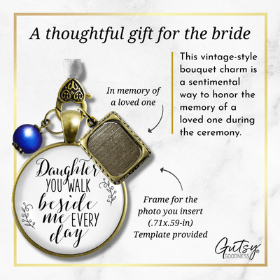 Daughter You Walk Beside Me Every Day BRONZE - WHITE - BLUE BEAD