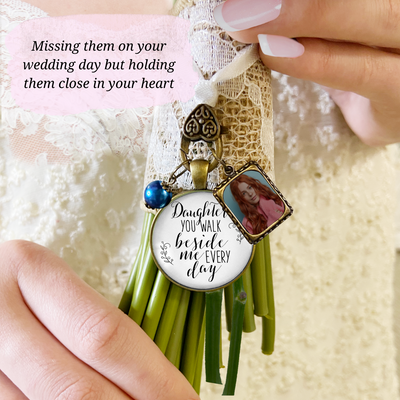 Daughter You Walk Beside Me Every Day BRONZE - WHITE - BLUE BEAD