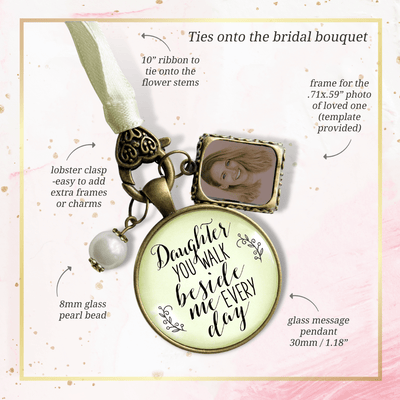 Daughter You Walk Beside Me Every Day BRONZE - CREAM - WHITE BEAD