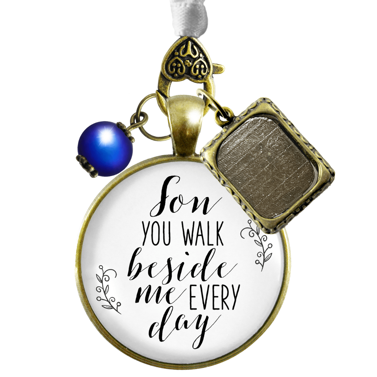 Son You Walk Beside Me Every Day BRONZE - WHITE - BLUE BEAD