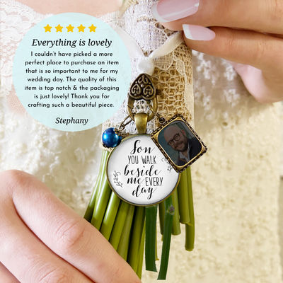 Son You Walk Beside Me Every Day BRONZE - WHITE - BLUE BEAD