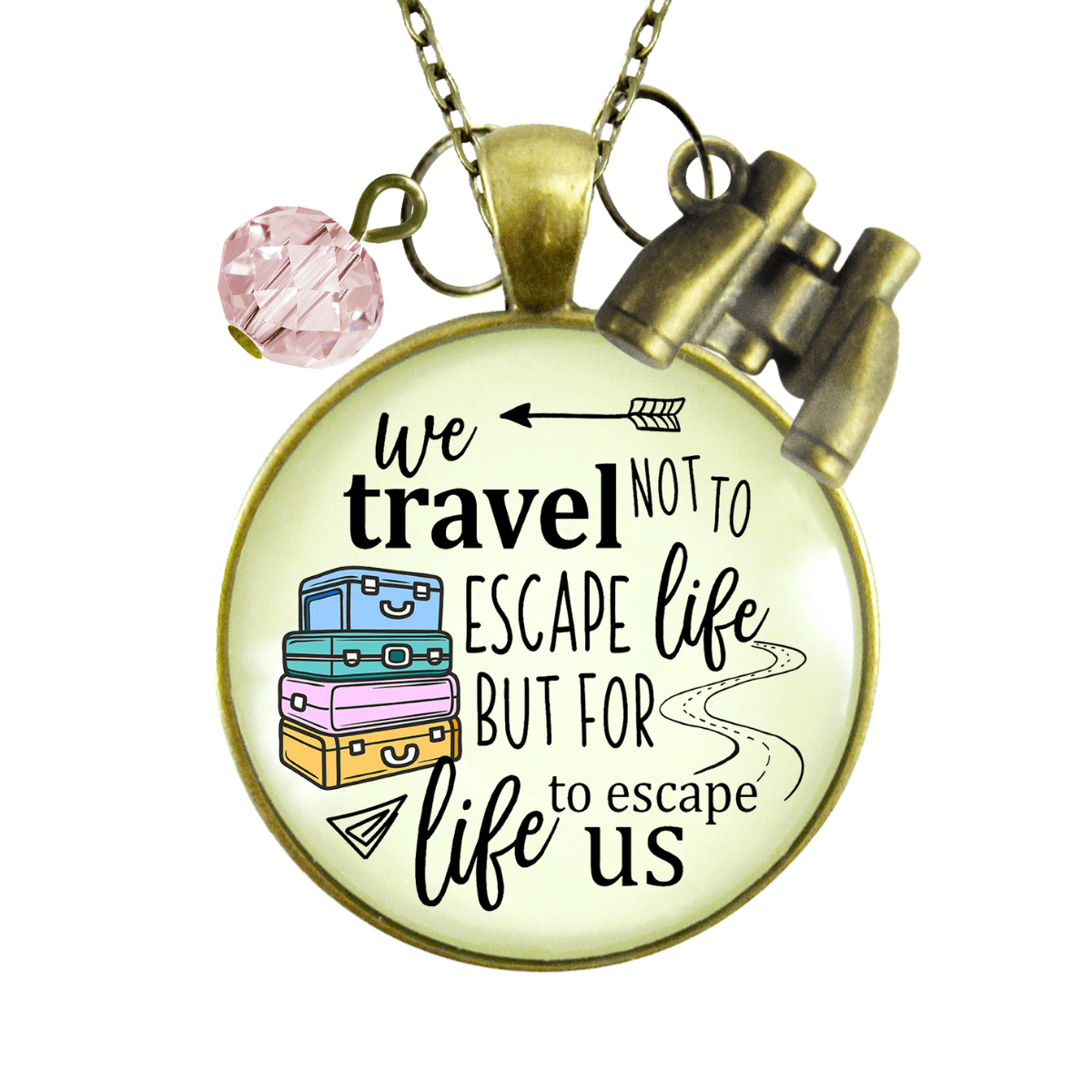 Travel Lover Necklace Wanderlust Explorer Pendant Adventure Seeker Gift Boho Chic Binoculars Charm  Necklace - Gutsy Goodness Handmade Jewelry