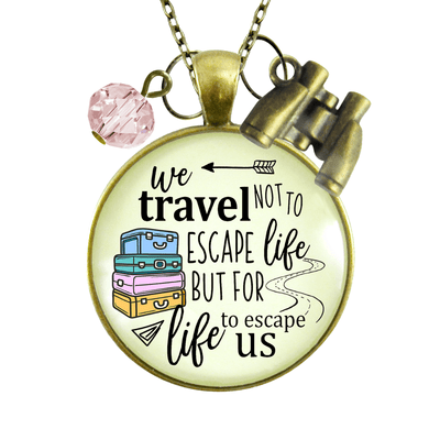 Travel Lover Necklace Wanderlust Explorer Pendant Adventure Seeker Gift Boho Chic Binoculars Charm  Necklace - Gutsy Goodness Handmade Jewelry