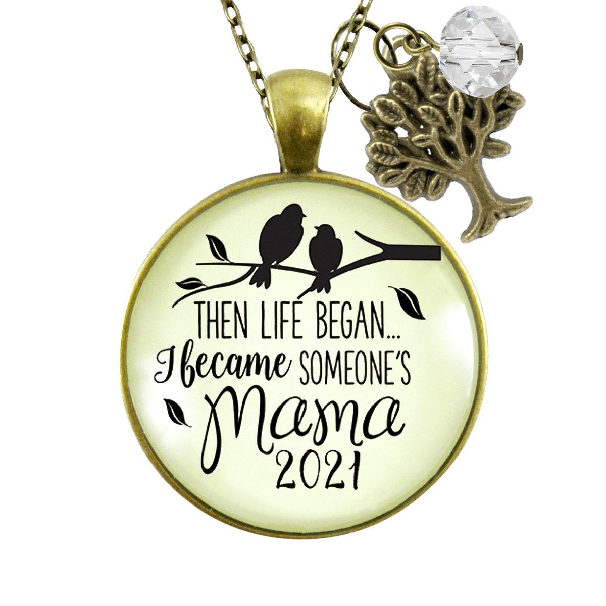New Mom Necklace Then Life Began Mama 2022, 2021, etc Meaningful Mom Jewelry Gift - Gutsy Goodness