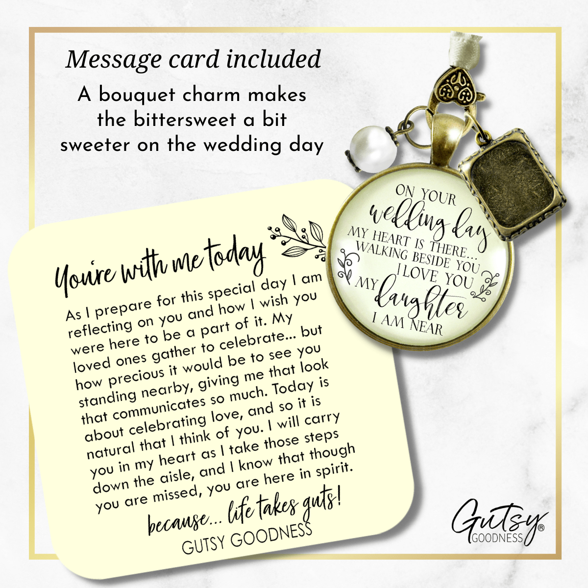 Bouquet Charm On Your Wedding Day Mom Dad Memorial Bridal Memorial Custom Photo Frame - Gutsy Goodness Handmade Jewelry Gifts