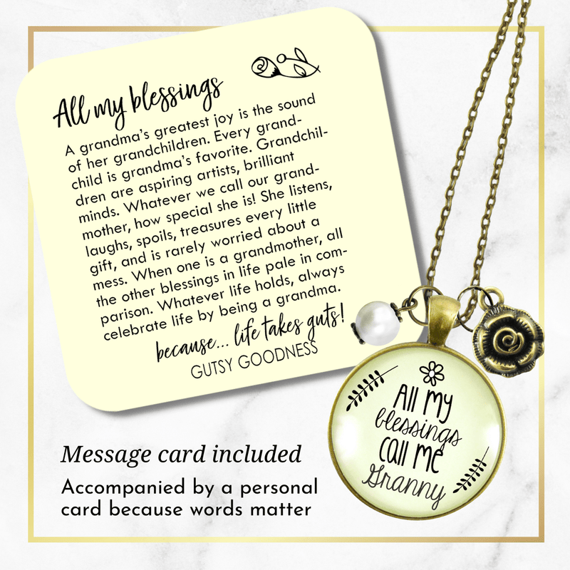 Gutsy Goodness Granny Necklace All My Blessings Grandma Rose Charm Gift Jewelry - Gutsy Goodness Handmade Jewelry;Granny Necklace All My Blessings Grandma Rose Charm Gift Jewelry - Gutsy Goodness Handmade Jewelry Gifts