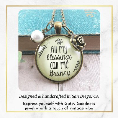 Gutsy Goodness Granny Necklace All My Blessings Grandma Rose Charm Gift Jewelry - Gutsy Goodness Handmade Jewelry;Granny Necklace All My Blessings Grandma Rose Charm Gift Jewelry - Gutsy Goodness Handmade Jewelry Gifts