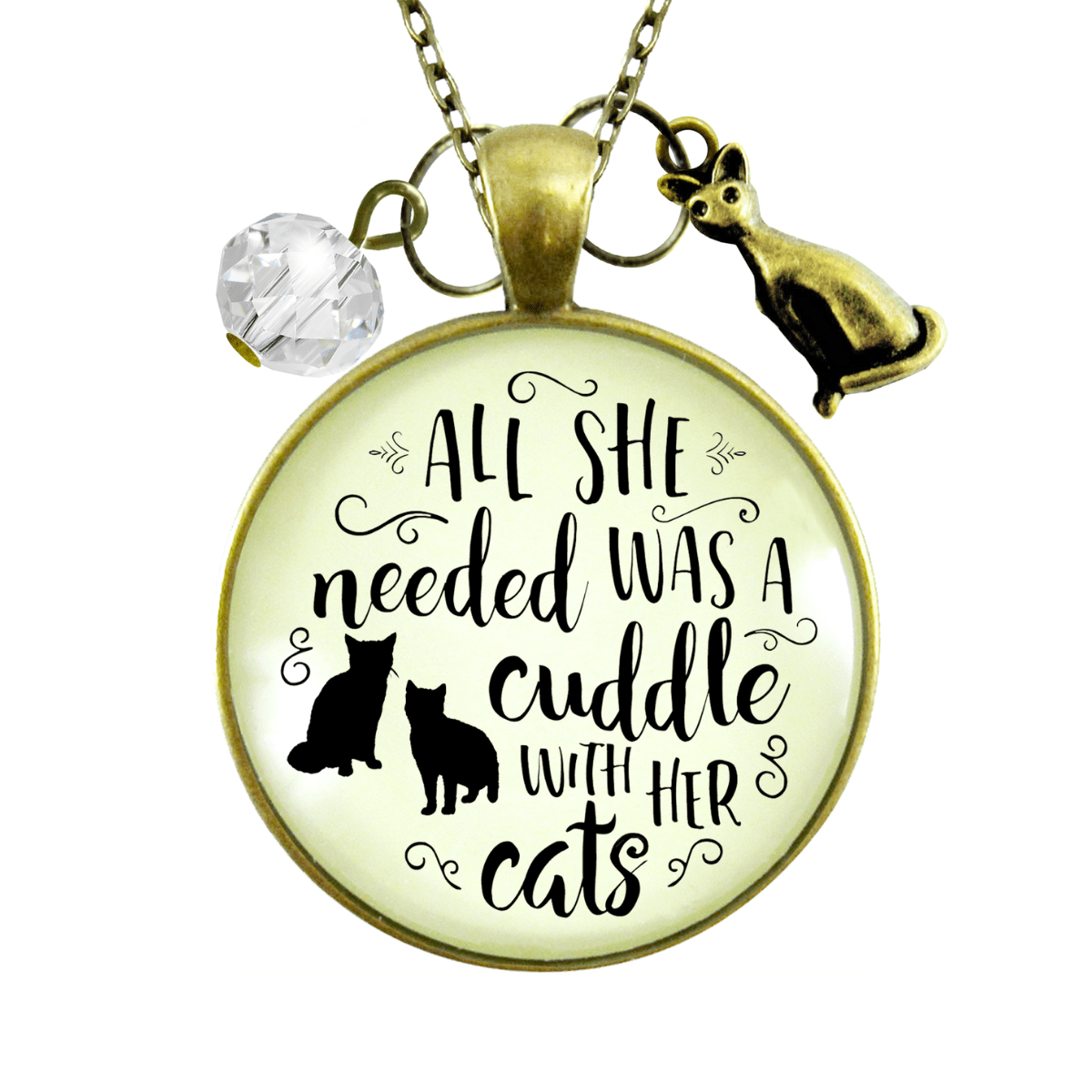 Gutsy Goodness Cats Necklace She Needed Cuddle Quote Kitty Theme Gift Womens Jewelry - Gutsy Goodness Handmade Jewelry;Cats Necklace She Needed Cuddle Quote Kitty Theme Gift Womens Jewelry - Gutsy Goodness Handmade Jewelry Gifts