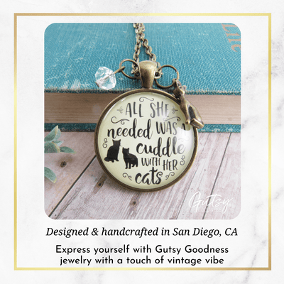 Gutsy Goodness Cats Necklace She Needed Cuddle Quote Kitty Theme Gift Womens Jewelry - Gutsy Goodness Handmade Jewelry;Cats Necklace She Needed Cuddle Quote Kitty Theme Gift Womens Jewelry - Gutsy Goodness Handmade Jewelry Gifts