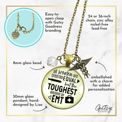 EMT Necklace Women Created Equal But EMTS Medical Gift Graduate Charm Jewelry - Gutsy Goodness