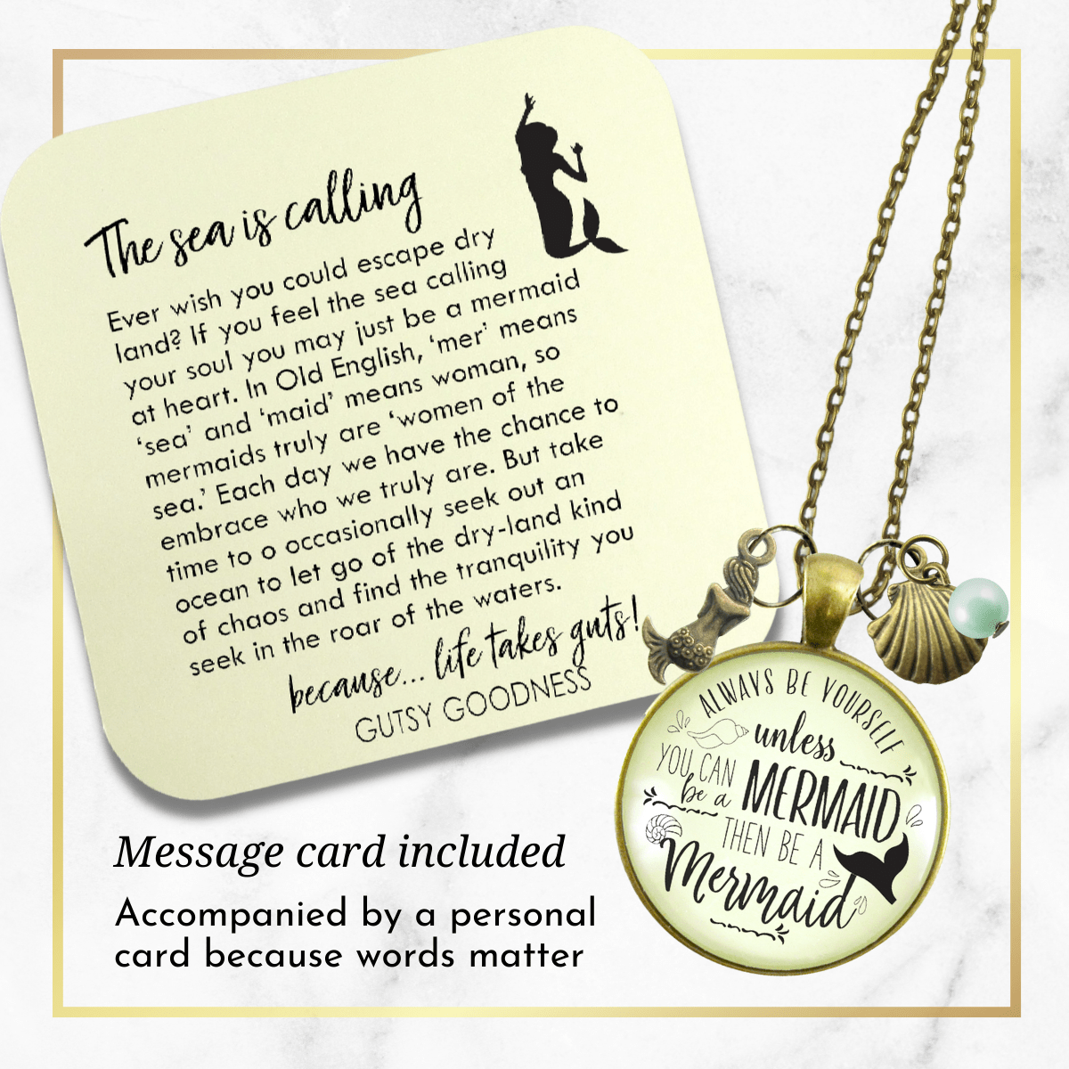 Gutsy Goodness Mermaid Necklace Always Be Yourself Unless Ocean Tropical Jewelry Beach Charms - Gutsy Goodness Handmade Jewelry;Mermaid Necklace Always Be Yourself Unless Ocean Tropical Jewelry Beach Charms - Gutsy Goodness Handmade Jewelry Gifts