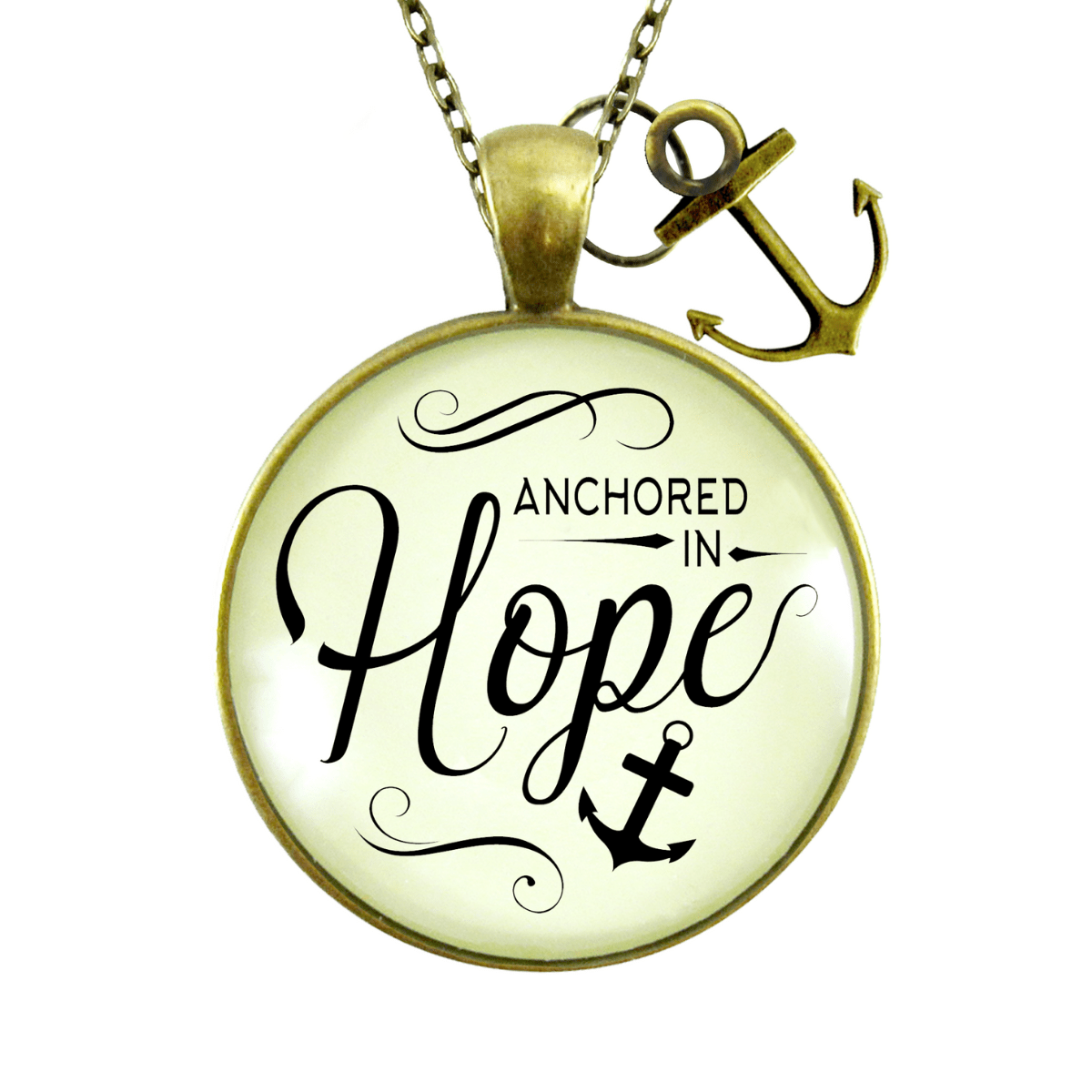 Gutsy Goodness Anchored in Hope Necklace Nautical Theme Faith Words Determination Charm Jewelry - Gutsy Goodness Handmade Jewelry;Anchored In Hope - Gutsy Goodness Handmade Jewelry Gifts