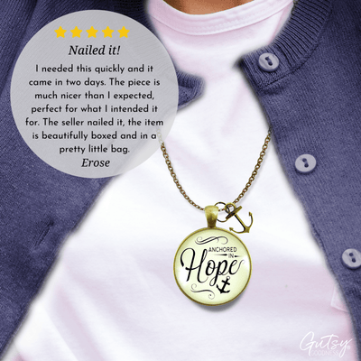 Gutsy Goodness Anchored in Hope Necklace Nautical Theme Faith Words Determination Charm Jewelry - Gutsy Goodness Handmade Jewelry;Anchored In Hope - Gutsy Goodness Handmade Jewelry Gifts