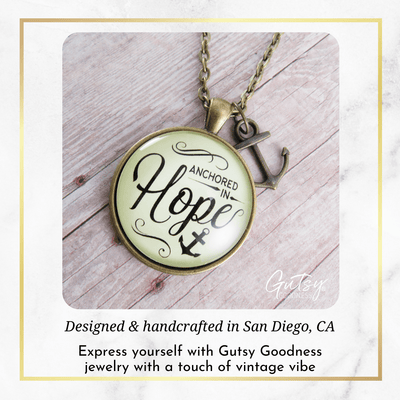 Gutsy Goodness Anchored in Hope Necklace Nautical Theme Faith Words Determination Charm Jewelry - Gutsy Goodness Handmade Jewelry;Anchored In Hope - Gutsy Goodness Handmade Jewelry Gifts