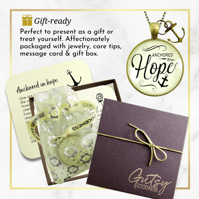 Gutsy Goodness Anchored in Hope Necklace Nautical Theme Faith Words Determination Charm Jewelry - Gutsy Goodness Handmade Jewelry;Anchored In Hope - Gutsy Goodness Handmade Jewelry Gifts