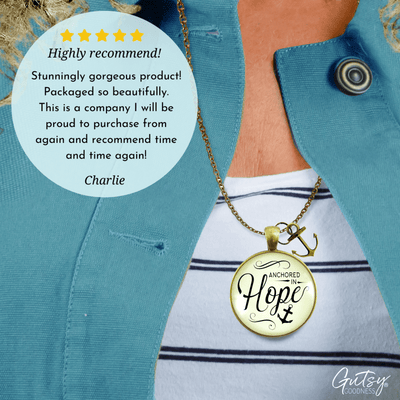 Gutsy Goodness Anchored in Hope Necklace Nautical Theme Faith Words Determination Charm Jewelry - Gutsy Goodness Handmade Jewelry;Anchored In Hope - Gutsy Goodness Handmade Jewelry Gifts