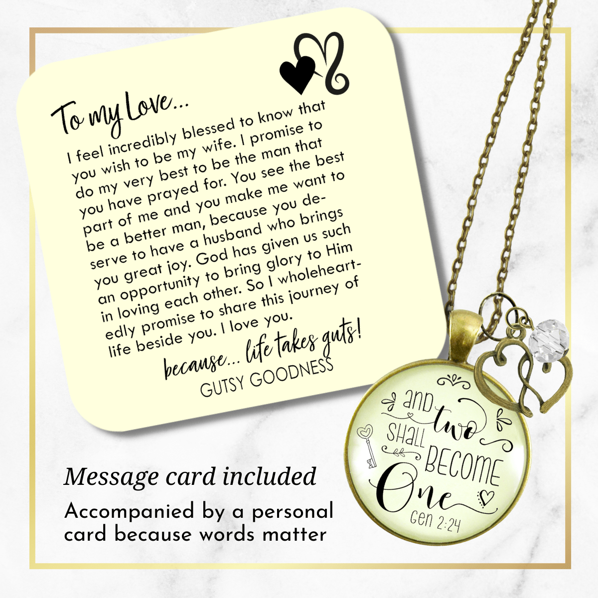 Christian Couples Necklace Two Become One Jewelry Husband