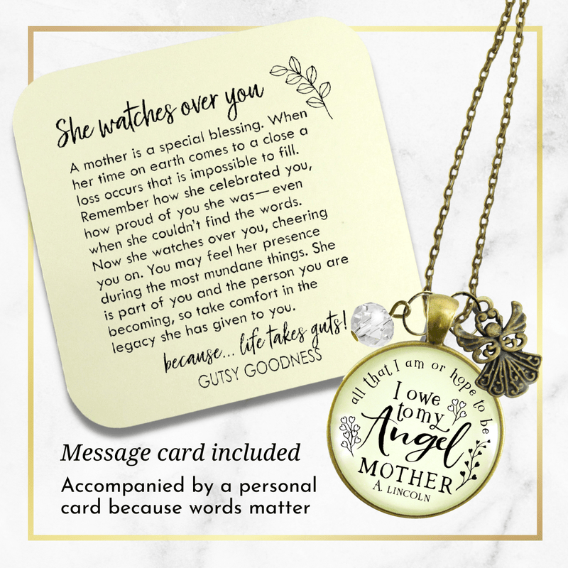 Gutsy Goodness Mom Remembrance Angel Necklace All I am Quote Memorial Jewelry Gift - Gutsy Goodness;Mom Remembrance Angel Necklace All I Am Quote Memorial Jewelry Gift - Gutsy Goodness Handmade Jewelry Gifts