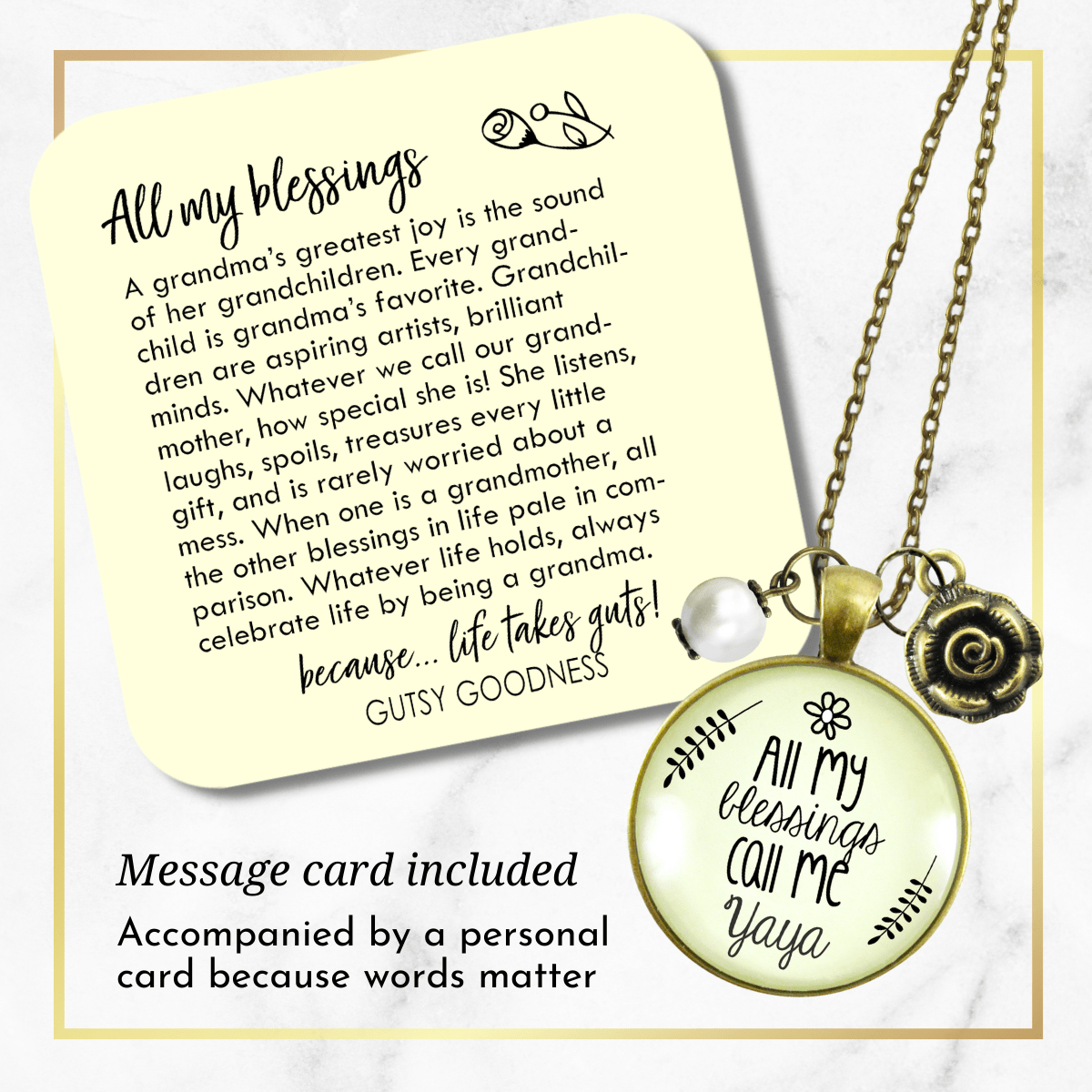 Gutsy Goodness Yaya Necklace All My Blessings Greek Grandma Gift - Gutsy Goodness Handmade Jewelry;Yaya Necklace All My Blessings Greek Grandma Gift - Gutsy Goodness Handmade Jewelry Gifts