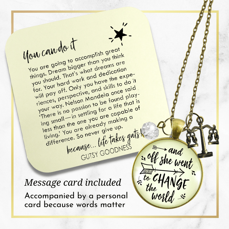 Gutsy Goodness Law School Graduate Necklace Change World Lawyer Jewelry - Gutsy Goodness Handmade Jewelry;Law School Graduate Necklace Change World Lawyer Jewelry - Gutsy Goodness Handmade Jewelry Gifts