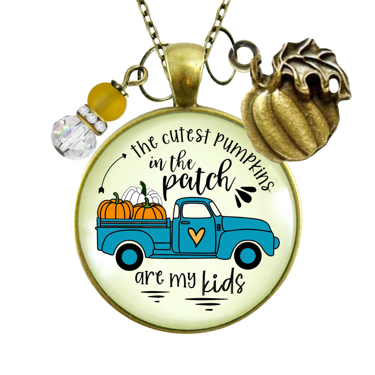 Mom Pumpkins In The Patch Necklace Cutest Are My Kids Autumn Truck Halloween Handmade Jewelry Pendant  Necklace - Gutsy Goodness Handmade Jewelry