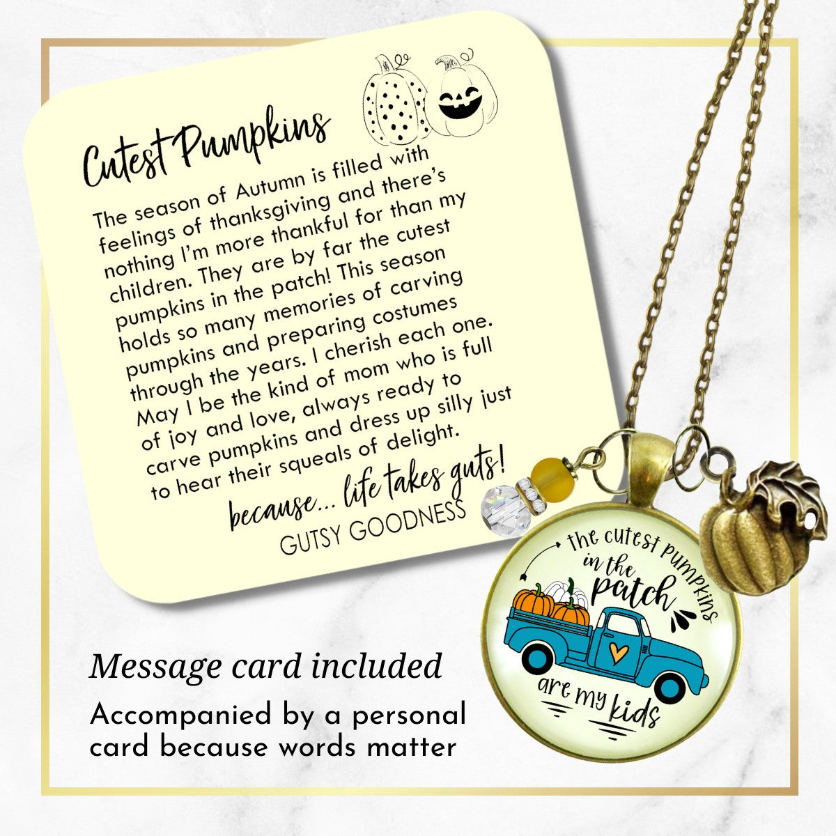 Mom Pumpkins In The Patch Necklace Cutest Are My Kids Autumn Truck Halloween Handmade Jewelry Pendant  Necklace - Gutsy Goodness Handmade Jewelry