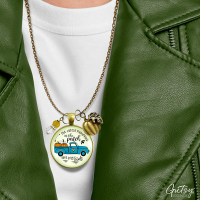 Mom Pumpkins In The Patch Necklace Cutest Are My Kids Autumn Truck Halloween Handmade Jewelry Pendant  Necklace - Gutsy Goodness Handmade Jewelry