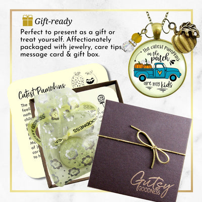 Mom Pumpkins In The Patch Necklace Cutest Are My Kids Autumn Truck Halloween Handmade Jewelry Pendant  Necklace - Gutsy Goodness Handmade Jewelry