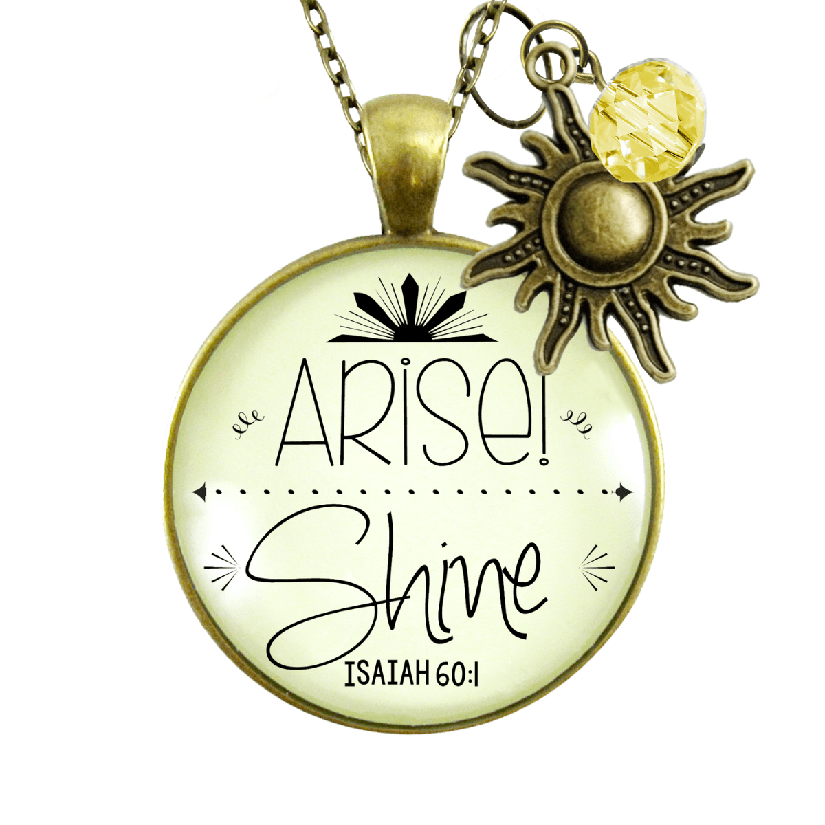 Gutsy Goodness Sun Necklace Arise Shine Scripture Boho Christian Jewelry Medallion Charm - Gutsy Goodness;Arise Shine - Gutsy Goodness Handmade Jewelry Gifts