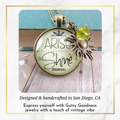 Gutsy Goodness Sun Necklace Arise Shine Scripture Boho Christian Jewelry Medallion Charm - Gutsy Goodness;Arise Shine - Gutsy Goodness Handmade Jewelry Gifts