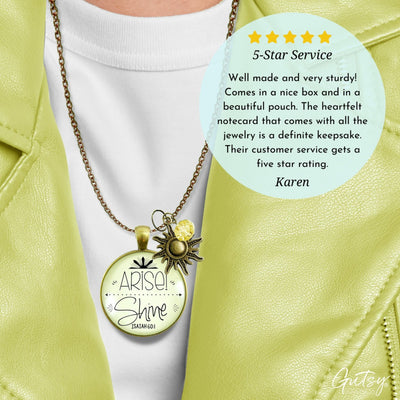 Gutsy Goodness Sun Necklace Arise Shine Scripture Boho Christian Jewelry Medallion Charm - Gutsy Goodness;Arise Shine - Gutsy Goodness Handmade Jewelry Gifts