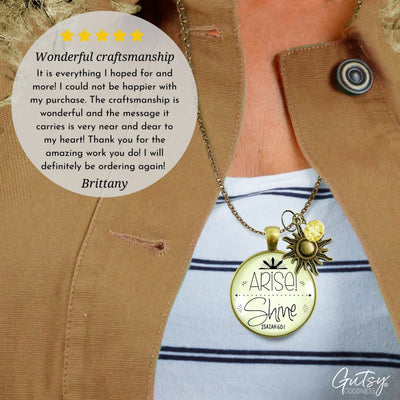 Gutsy Goodness Sun Necklace Arise Shine Scripture Boho Christian Jewelry Medallion Charm - Gutsy Goodness;Arise Shine - Gutsy Goodness Handmade Jewelry Gifts
