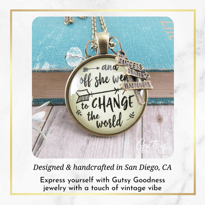 Gutsy Goodness Off She Went Change World Graduate Necklace Graduation Jewelry - Gutsy Goodness Handmade Jewelry;Off She Went Change World Graduate Necklace Graduation Jewelry - Gutsy Goodness Handmade Jewelry Gifts