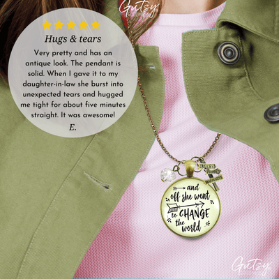 Gutsy Goodness Off She Went Change World Graduate Necklace Graduation Jewelry - Gutsy Goodness Handmade Jewelry;Off She Went Change World Graduate Necklace Graduation Jewelry - Gutsy Goodness Handmade Jewelry Gifts