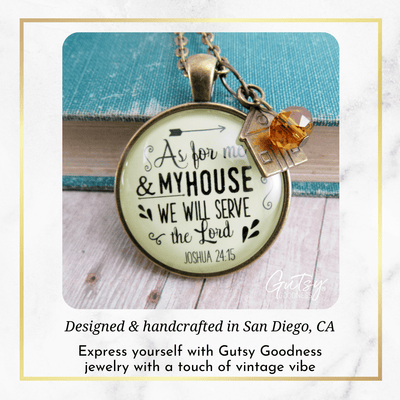 Gutsy Goodness As for My House We Will Serve the Lord Necklace Faith Charm Jewelry - Gutsy Goodness Handmade Jewelry;As For My House We Will Serve The Lord Necklace Faith Charm Jewelry - Gutsy Goodness Handmade Jewelry Gifts