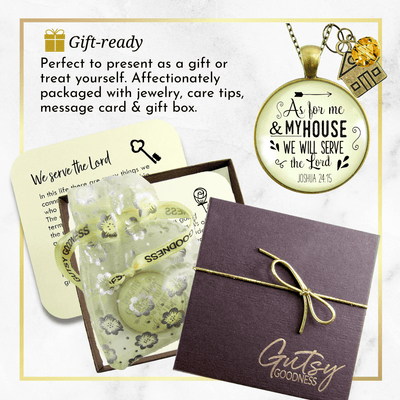 Gutsy Goodness As for My House We Will Serve the Lord Necklace Faith Charm Jewelry - Gutsy Goodness Handmade Jewelry;As For My House We Will Serve The Lord Necklace Faith Charm Jewelry - Gutsy Goodness Handmade Jewelry Gifts